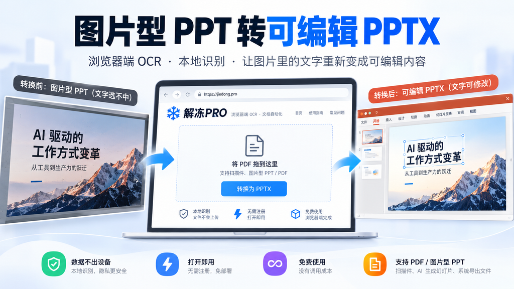 图片型 PPT 转可编辑 PPTX:浏览器端 OCR 的落地实测